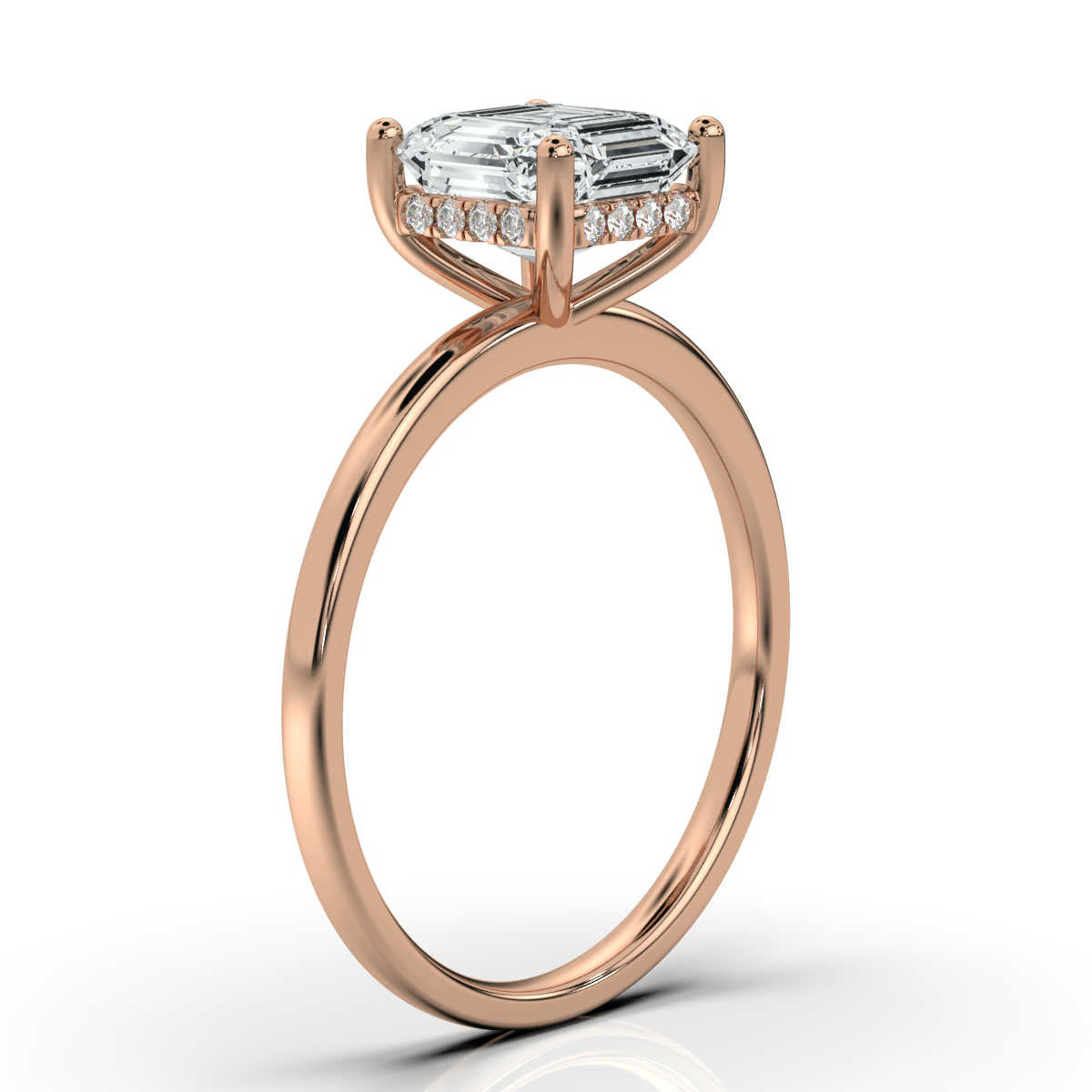 Asscher Solitaire Ring with Hidden Halo