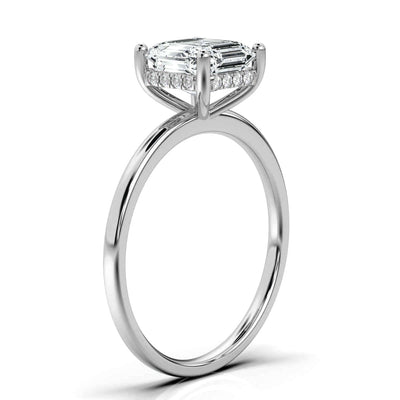 Asscher Solitaire Ring with Hidden Halo