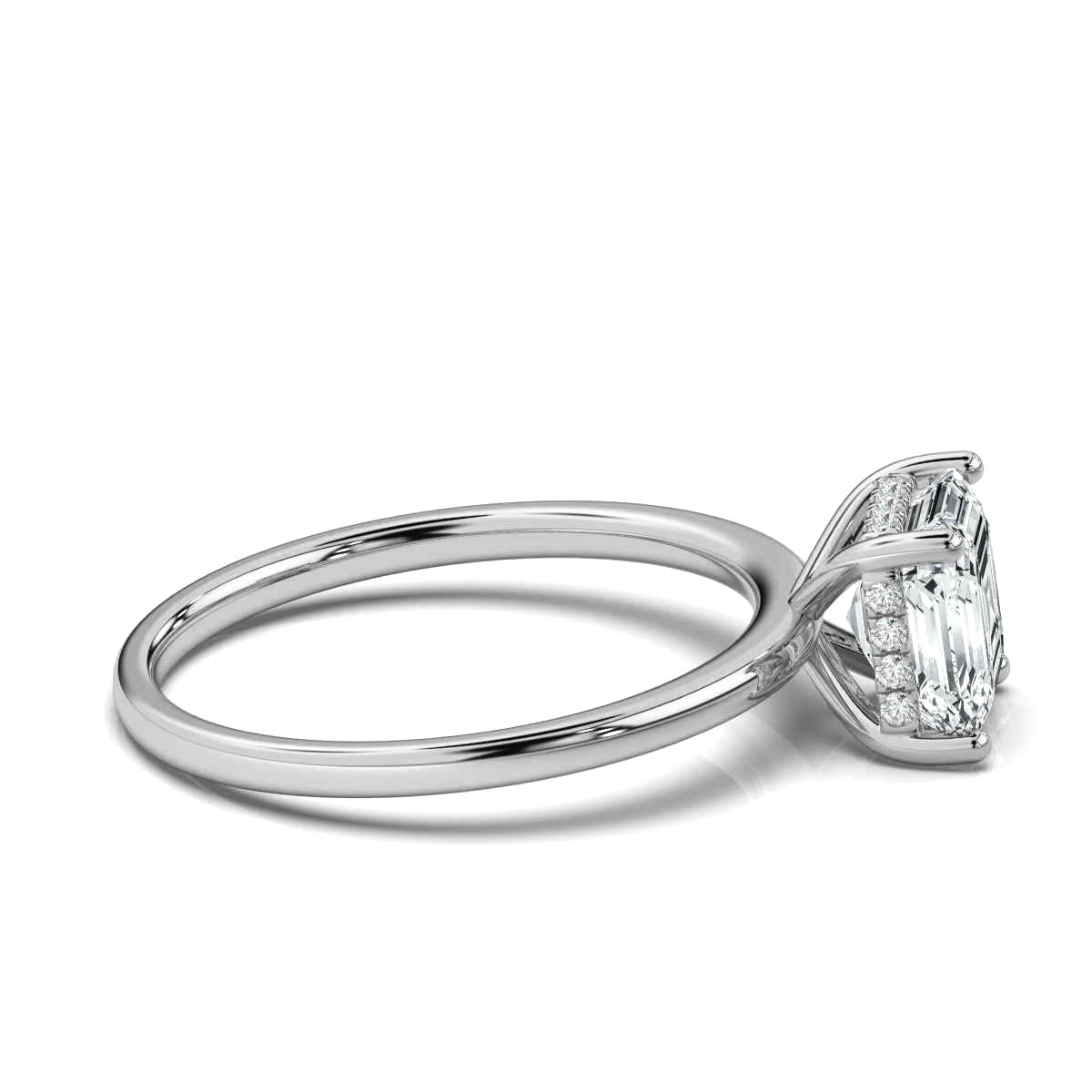 Asscher Solitaire Ring with Hidden Halo