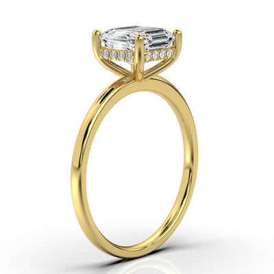 Asscher Solitaire Ring with Hidden Halo