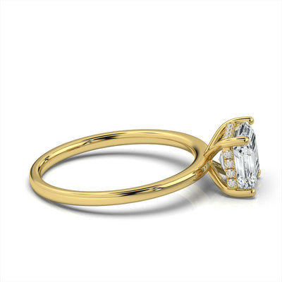 Asscher Solitaire Ring with Hidden Halo