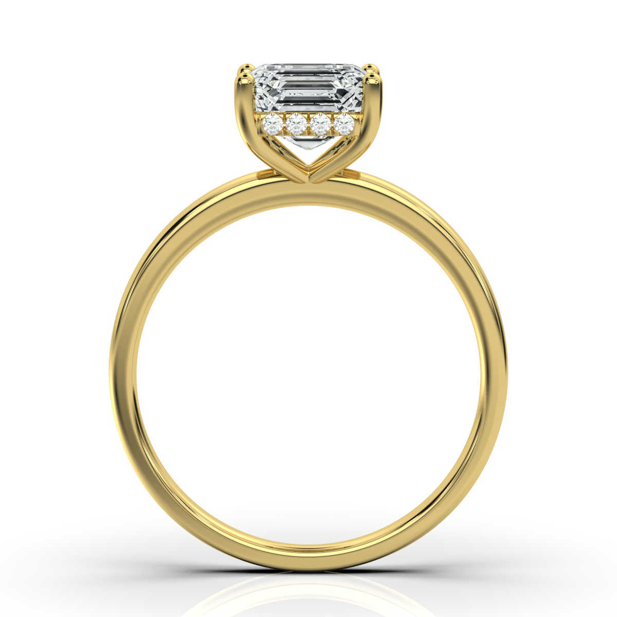 Asscher Solitaire Ring with Hidden Halo