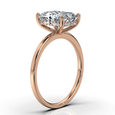 Radiant Solitaire Ring with Hidden Halo