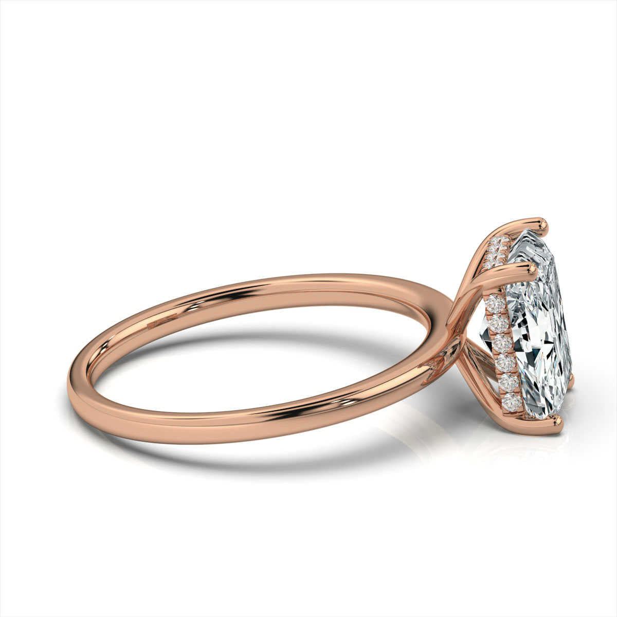 Radiant Solitaire Ring with Hidden Halo