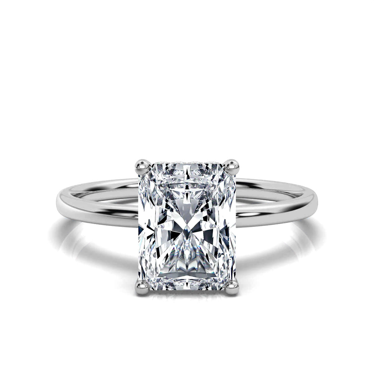 Radiant Solitaire Ring with Hidden Halo