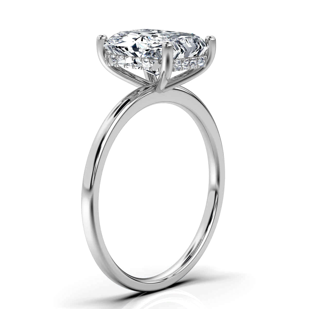 Radiant Solitaire Ring with Hidden Halo