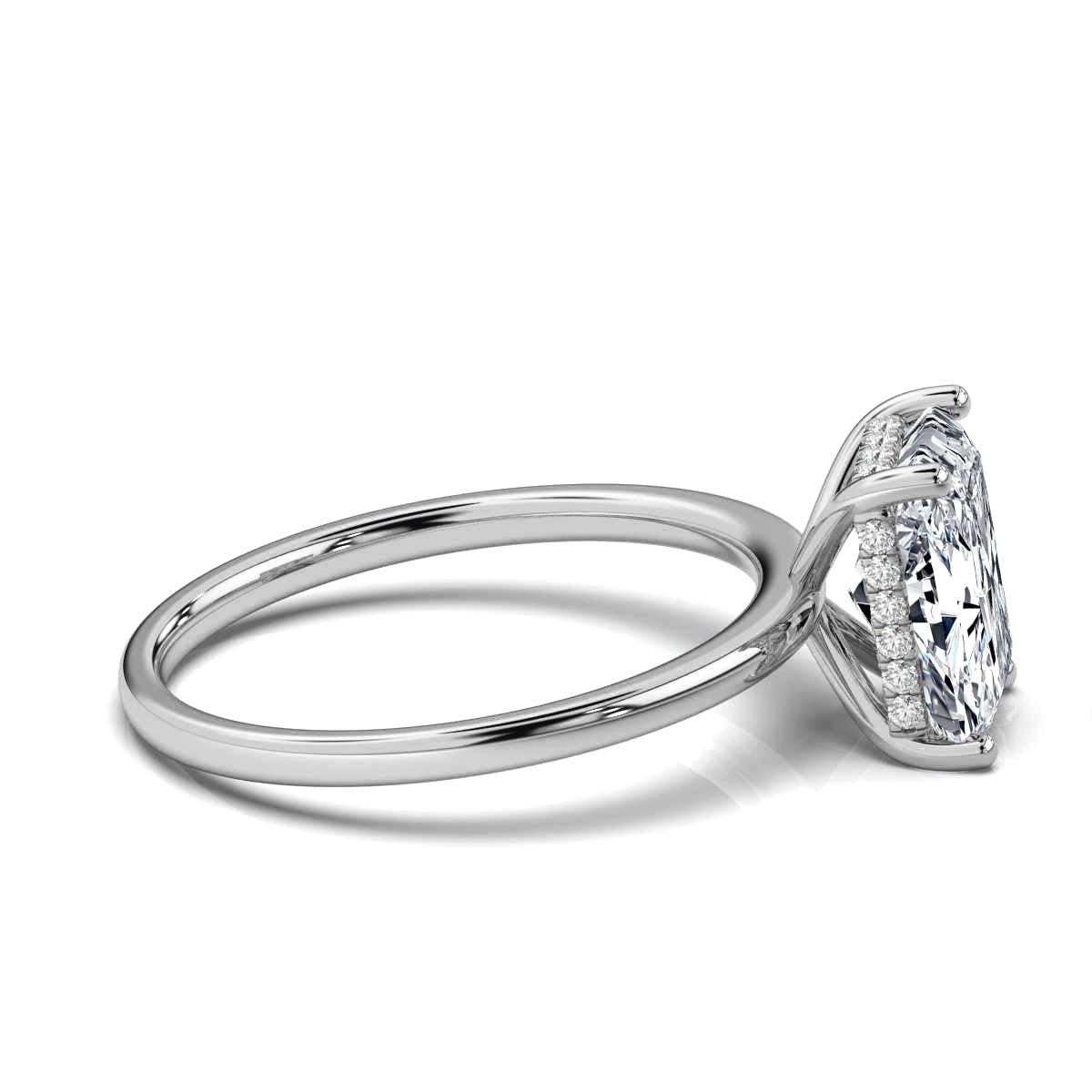 Radiant Solitaire Ring with Hidden Halo