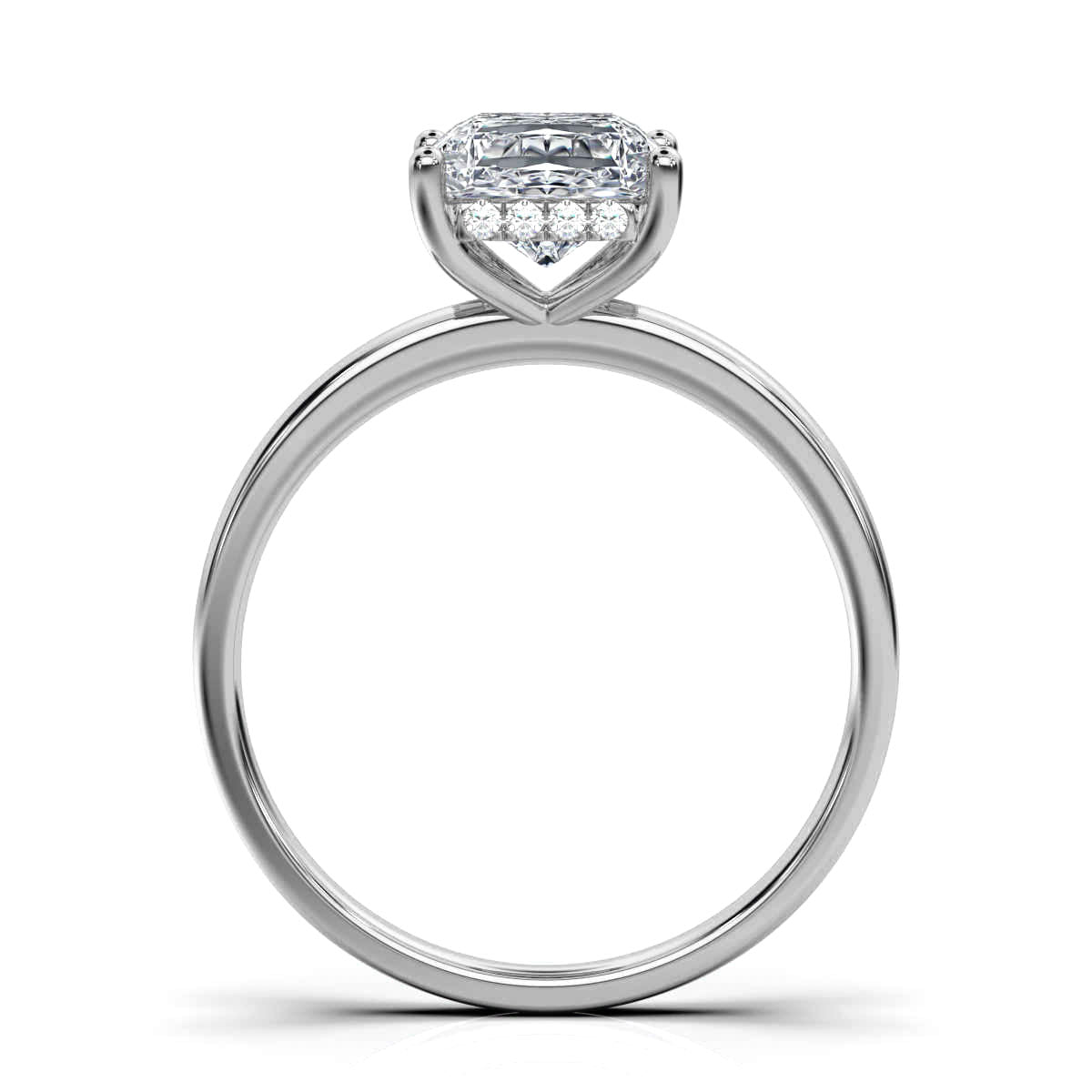 Radiant Solitaire Ring with Hidden Halo