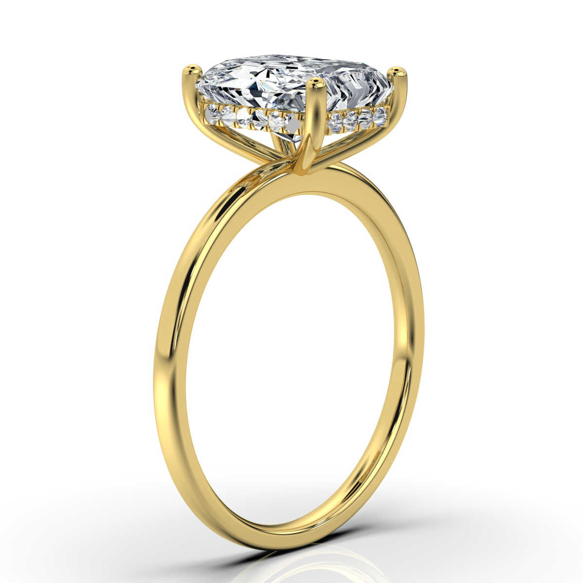 Radiant Solitaire Ring with Hidden Halo