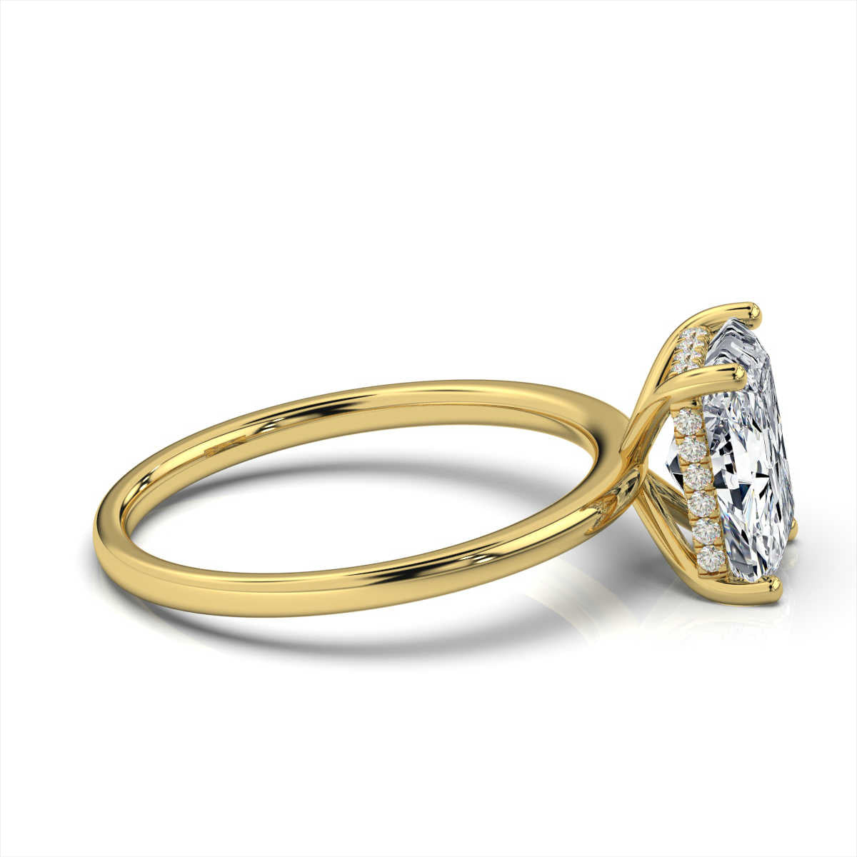 Radiant Solitaire Ring with Hidden Halo