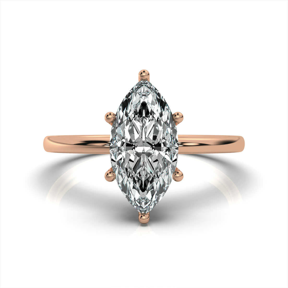 Marquise Solitaire Ring with Hidden Halo