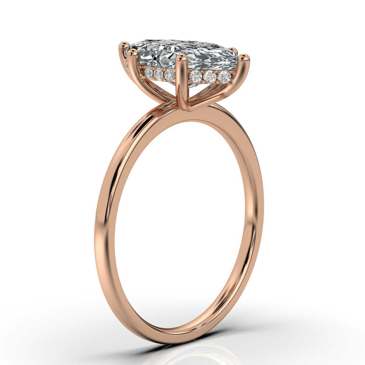 Marquise Solitaire Ring with Hidden Halo