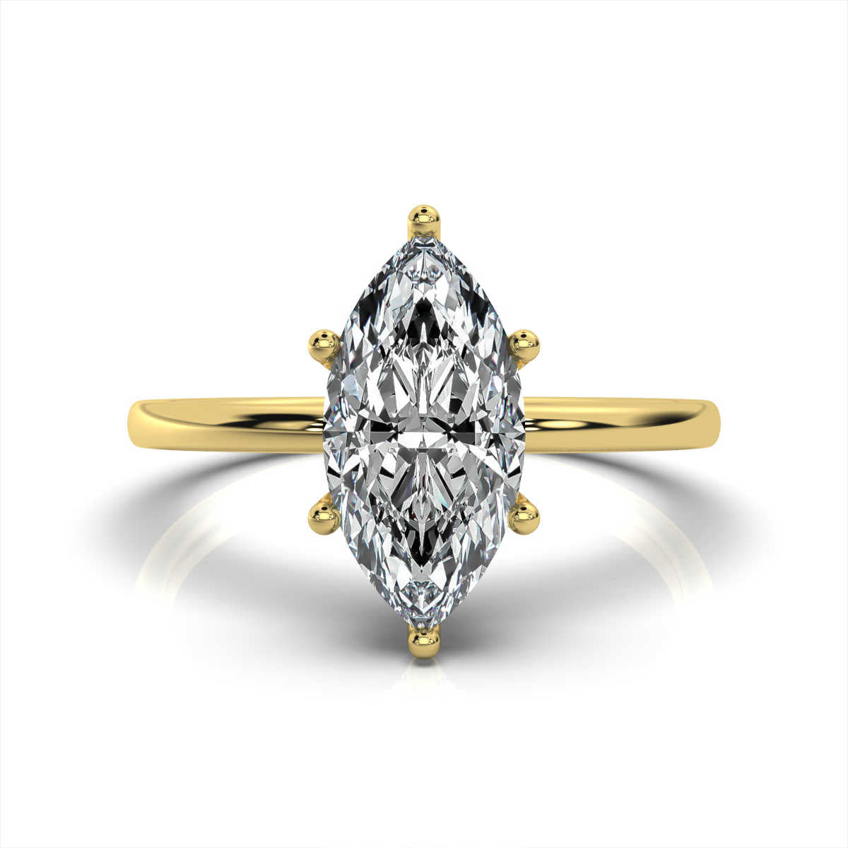 Marquise Solitaire Ring with Hidden Halo