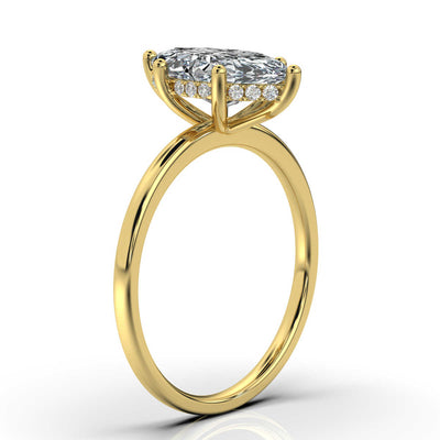 Marquise Solitaire Ring with Hidden Halo