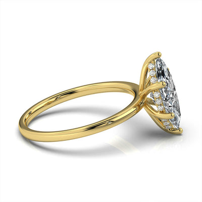 Marquise Solitaire Ring with Hidden Halo