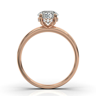 Oval Solitaire Ring with Hidden Halo