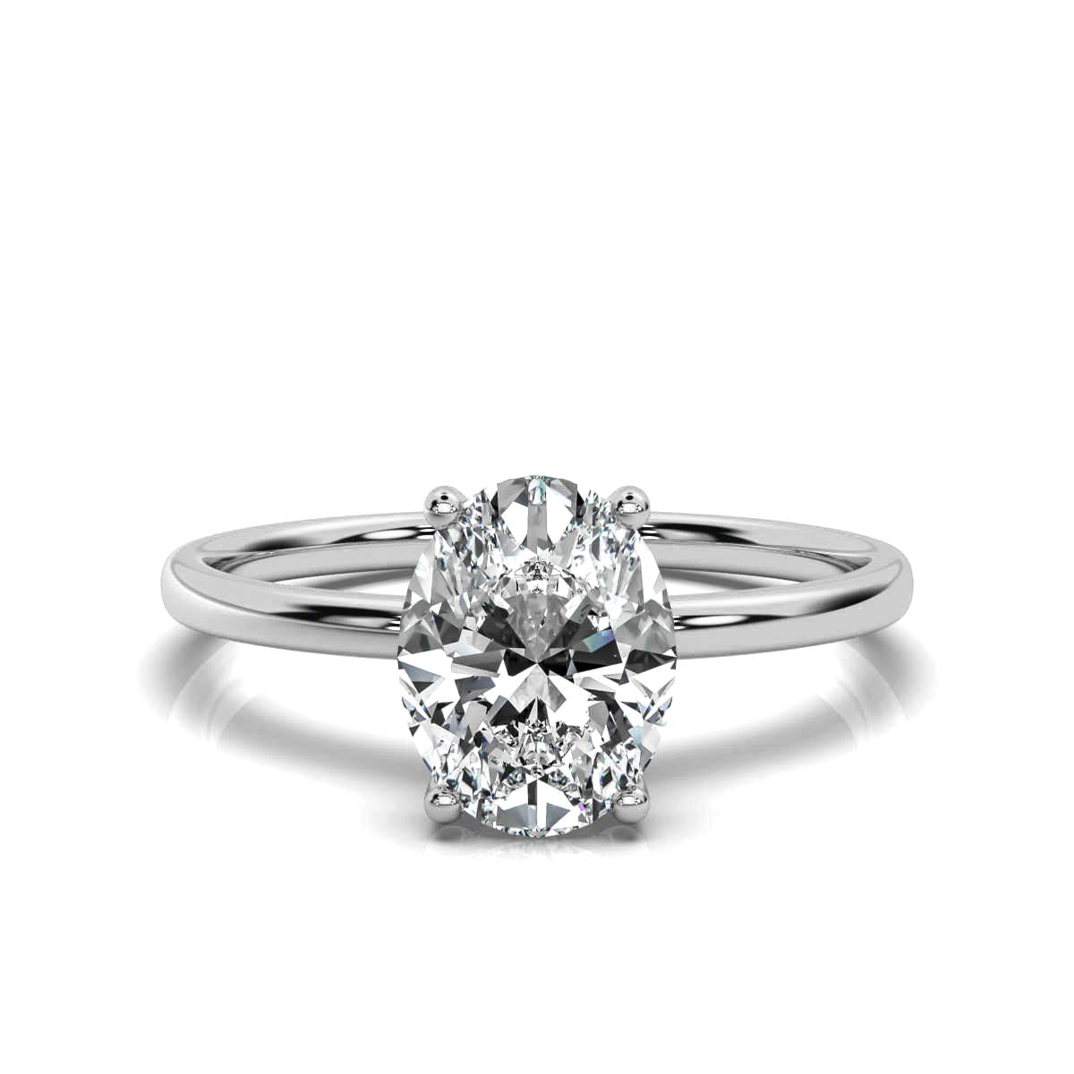 Oval Solitaire Ring with Hidden Halo