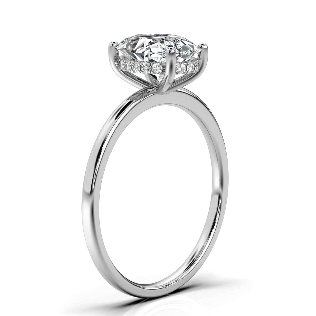 Oval Solitaire Ring with Hidden Halo