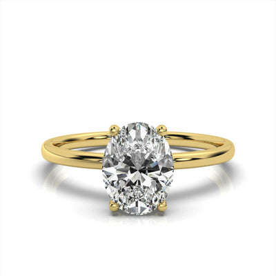 Oval Solitaire Ring with Hidden Halo