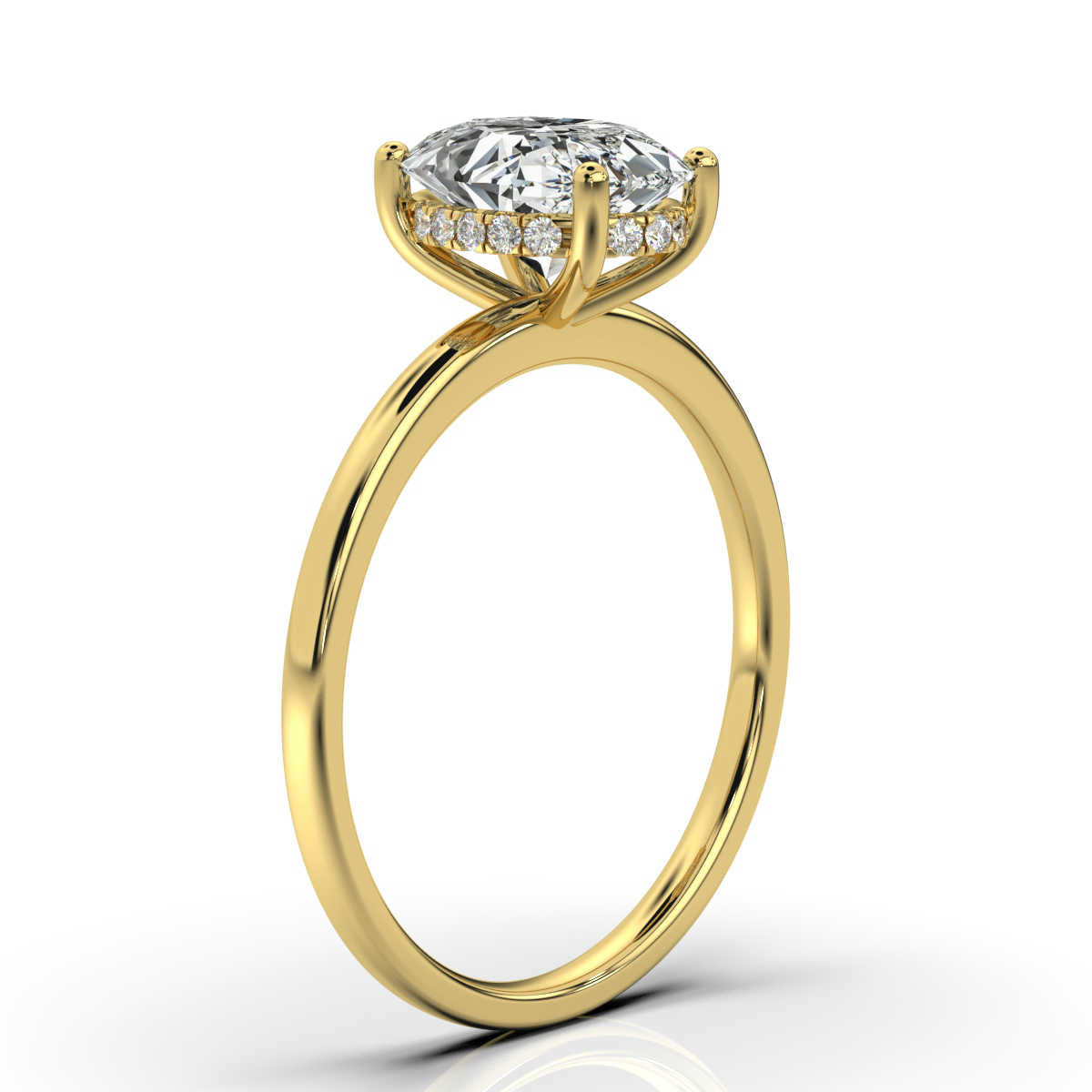 Oval Solitaire Ring with Hidden Halo