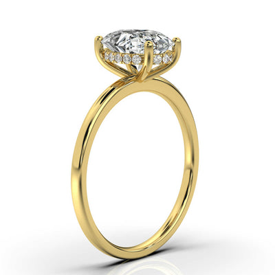 Oval Solitaire Ring with Hidden Halo