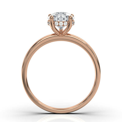 Pear Solitaire Ring with Hidden Halo