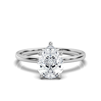 Pear Solitaire Ring with Hidden Halo