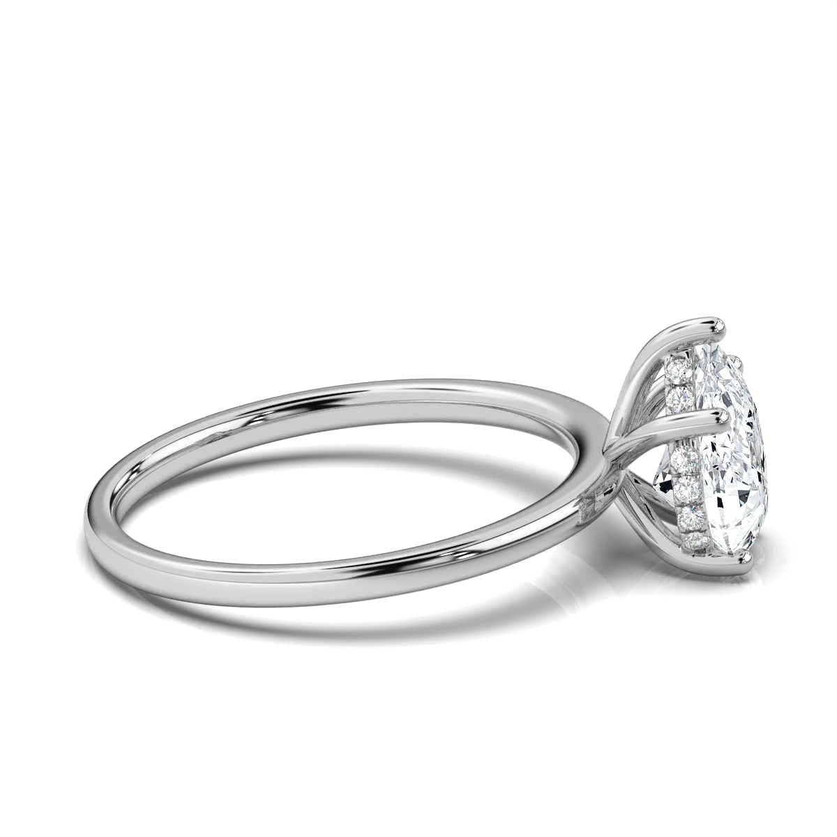 Pear Solitaire Ring with Hidden Halo