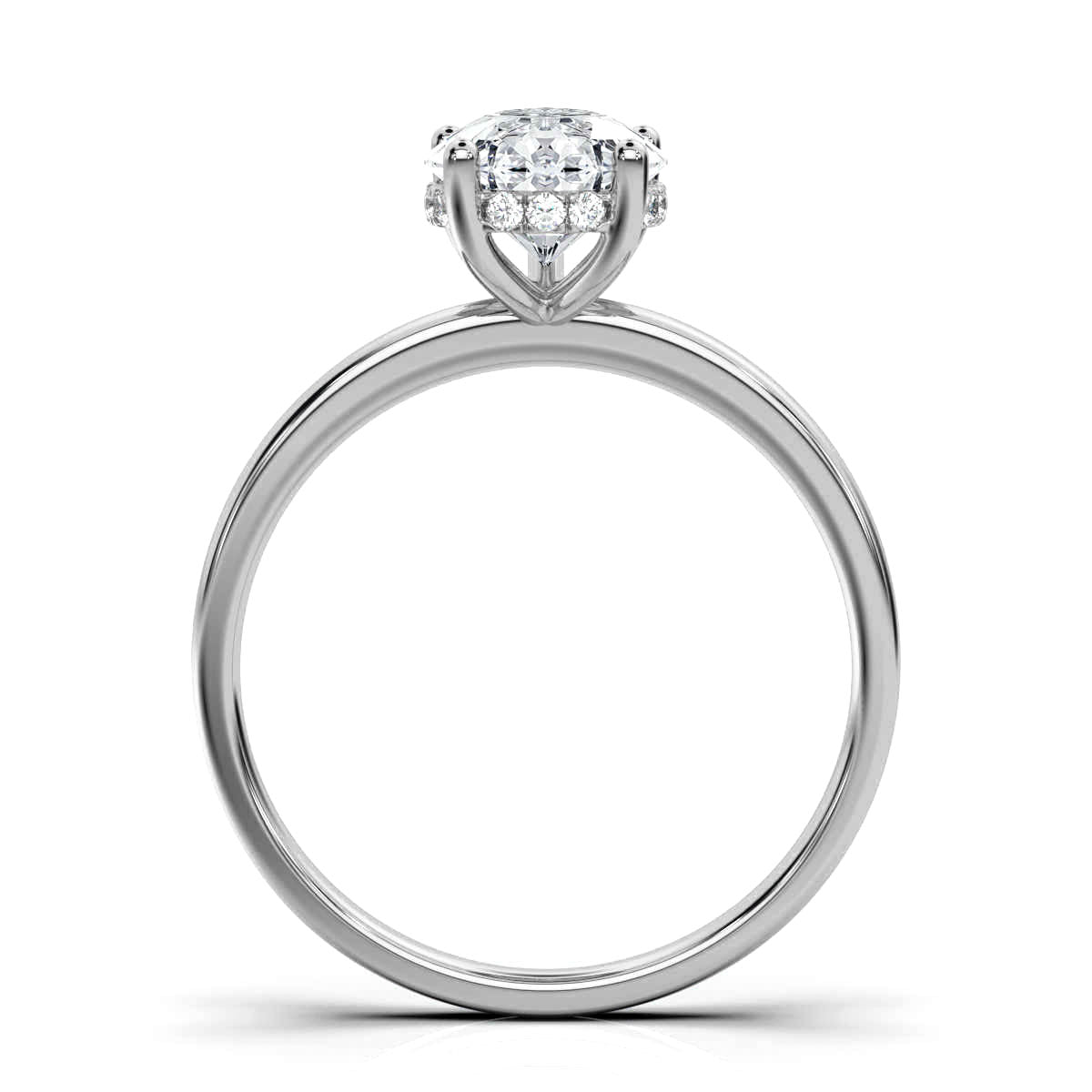 Pear Solitaire Ring with Hidden Halo