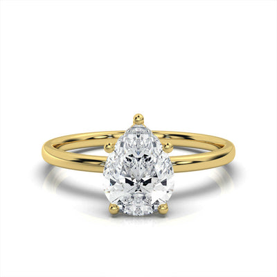 Pear Solitaire Ring with Hidden Halo