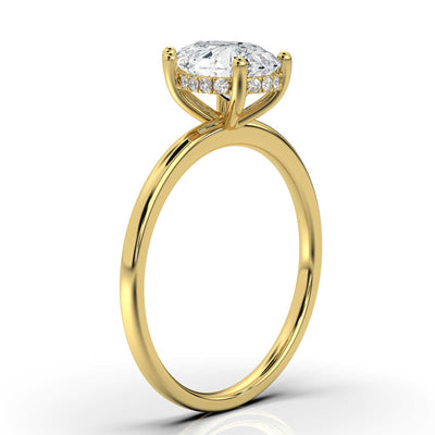 Pear Solitaire Ring with Hidden Halo