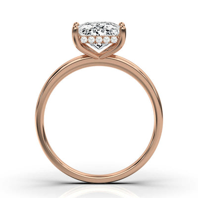 Princess Cut Solitaire Ring with Hidden Halo