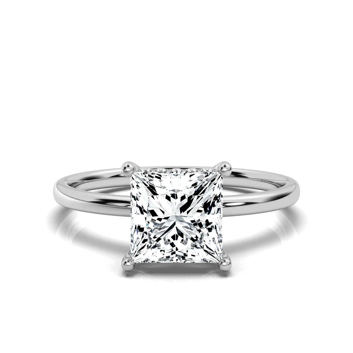 Princess Cut Solitaire Ring with Hidden Halo