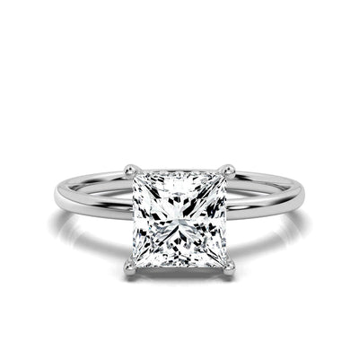 Princess Cut Solitaire Ring with Hidden Halo