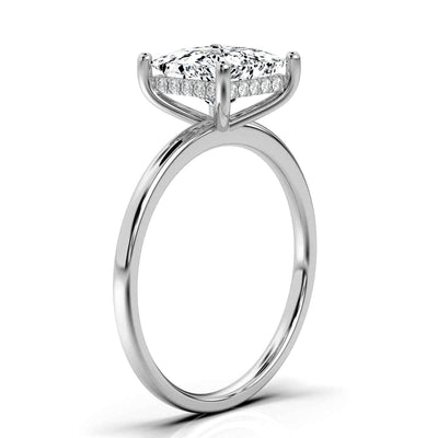 Princess Cut Solitaire Ring with Hidden Halo