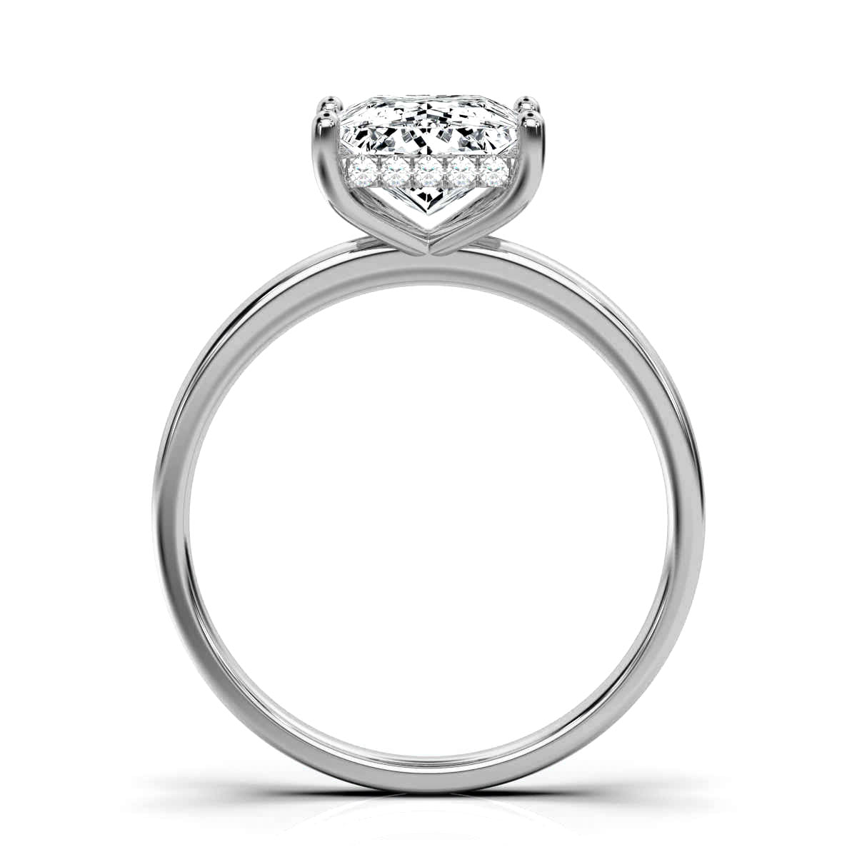 Princess Cut Solitaire Ring with Hidden Halo