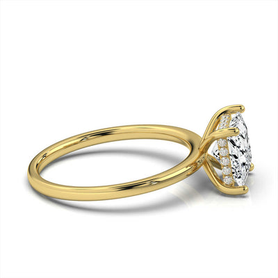 Princess Cut Solitaire Ring with Hidden Halo