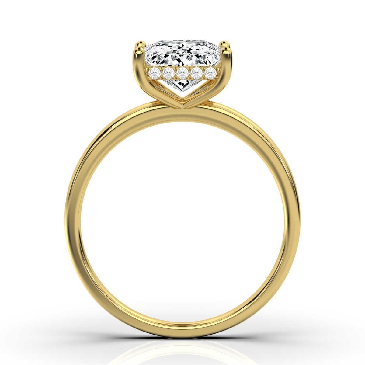 Princess Cut Solitaire Ring with Hidden Halo