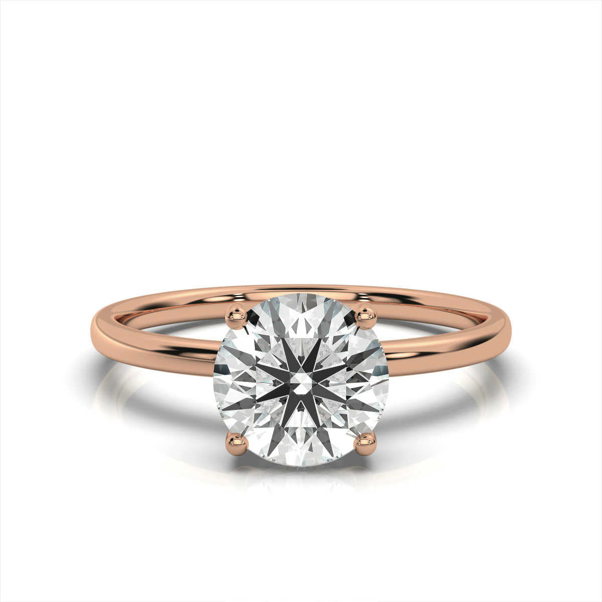 Round Solitaire Ring with Hidden Halo