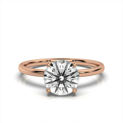 Round Solitaire Ring with Hidden Halo