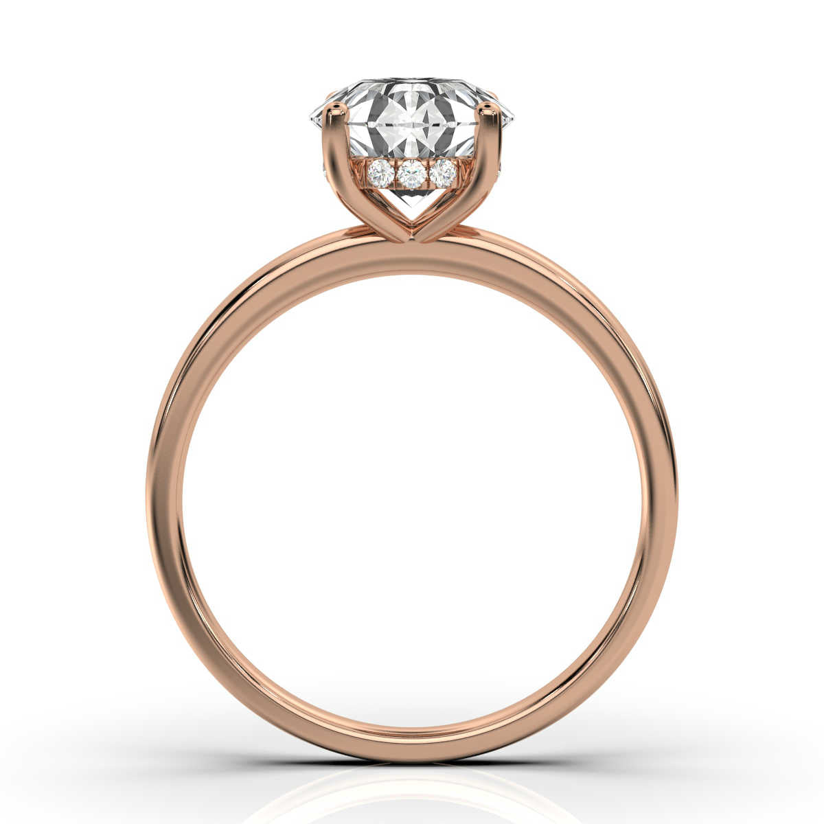 Round Solitaire Ring with Hidden Halo