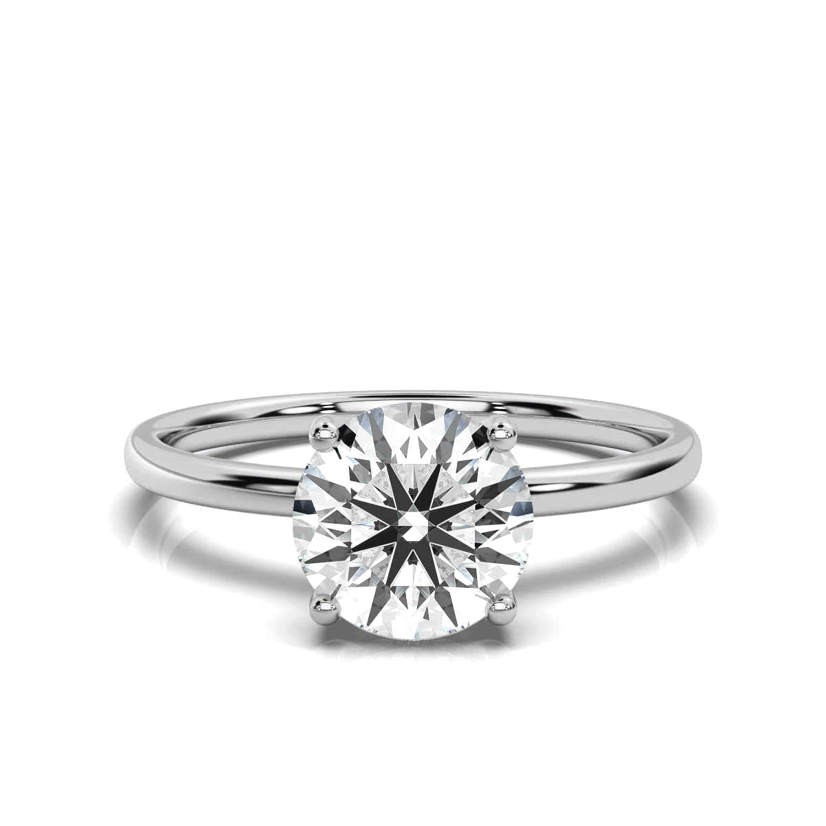 Round Solitaire Ring with Hidden Halo