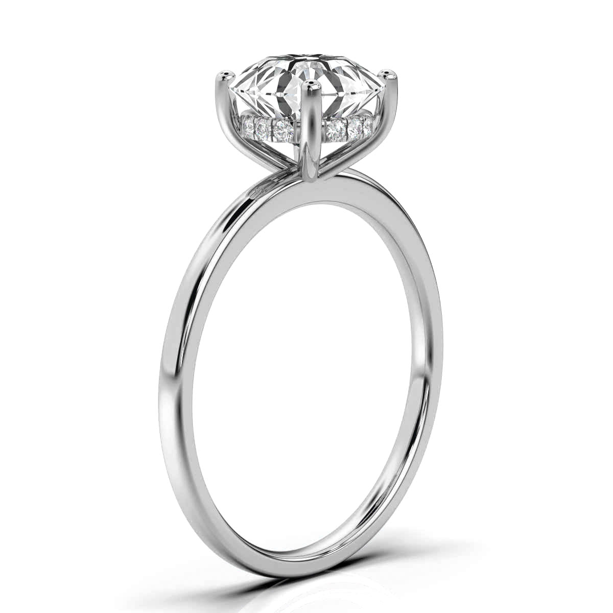 Round Solitaire Ring with Hidden Halo