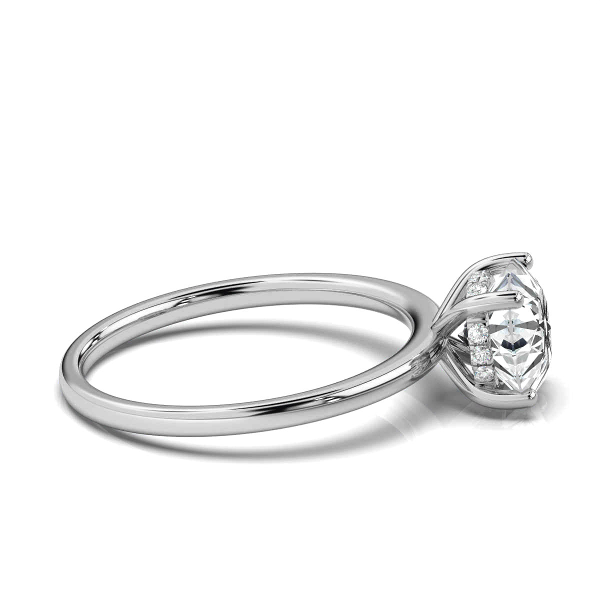 Round Solitaire Ring with Hidden Halo