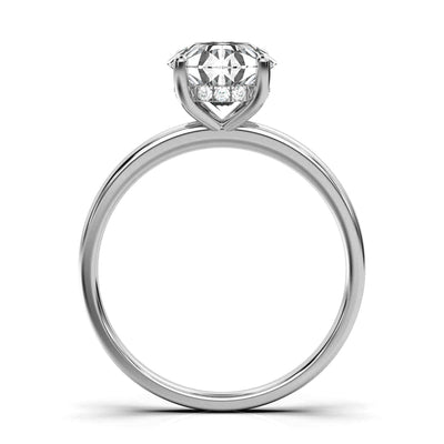 Round Solitaire Ring with Hidden Halo