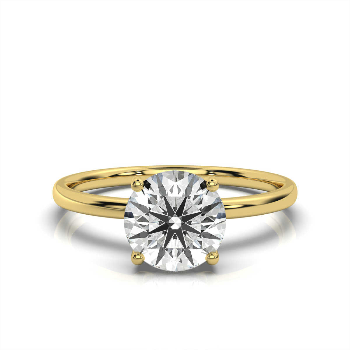 Round Solitaire Ring with Hidden Halo