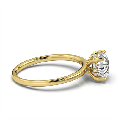 Round Solitaire Ring with Hidden Halo