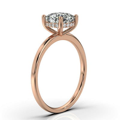 Cushion Solitaire Ring with Hidden Halo