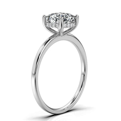 Cushion Solitaire Ring with Hidden Halo