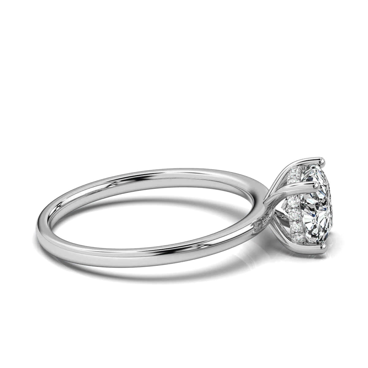 Cushion Solitaire Ring with Hidden Halo